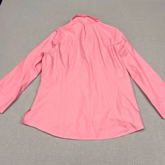 Foxcroft Top Womens 14 Pink Cotton Button Down Preppy Business Casual - Picture 2 of 9